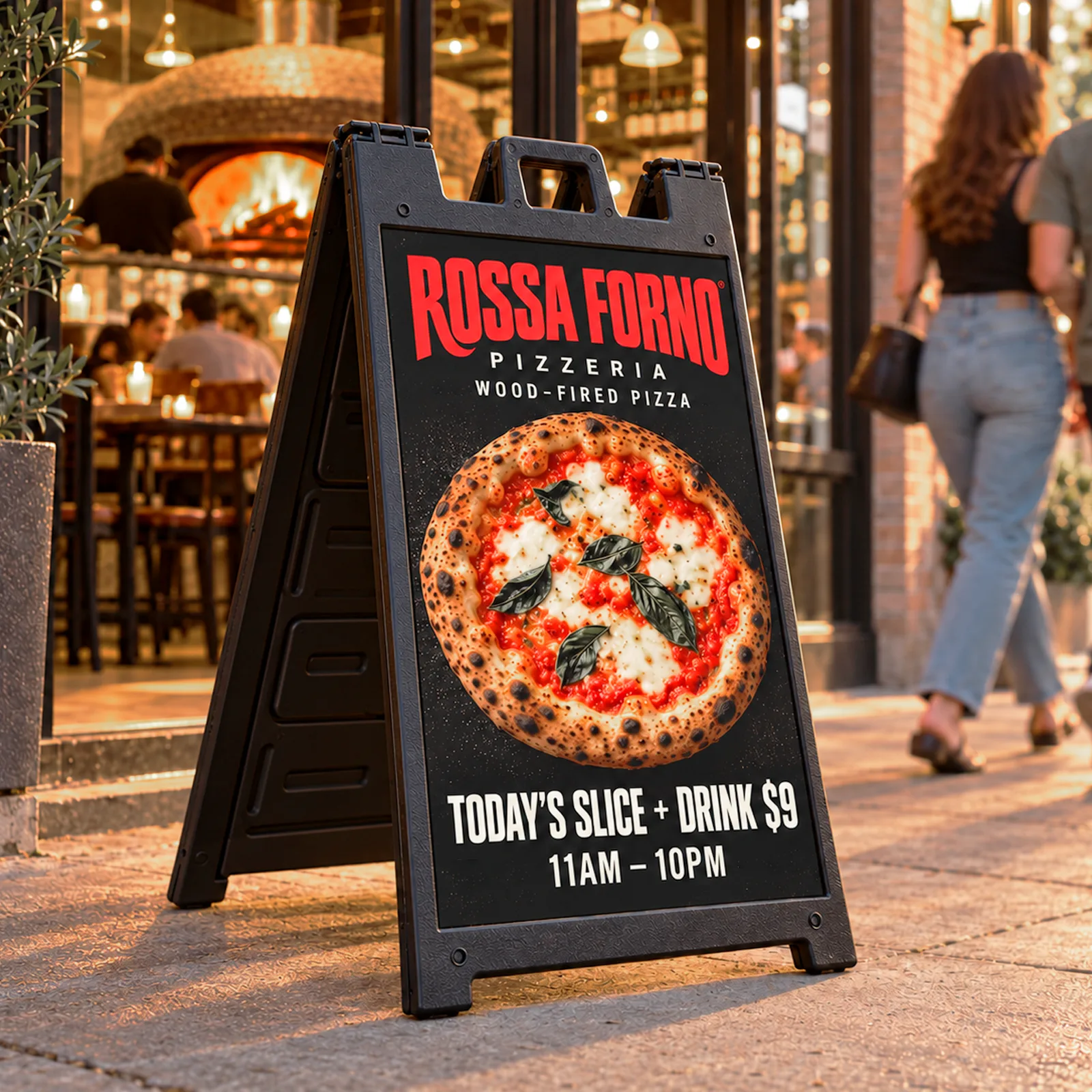 Custom store signs for restaurants and cafés – pizzeria A-frame sidewalk sign