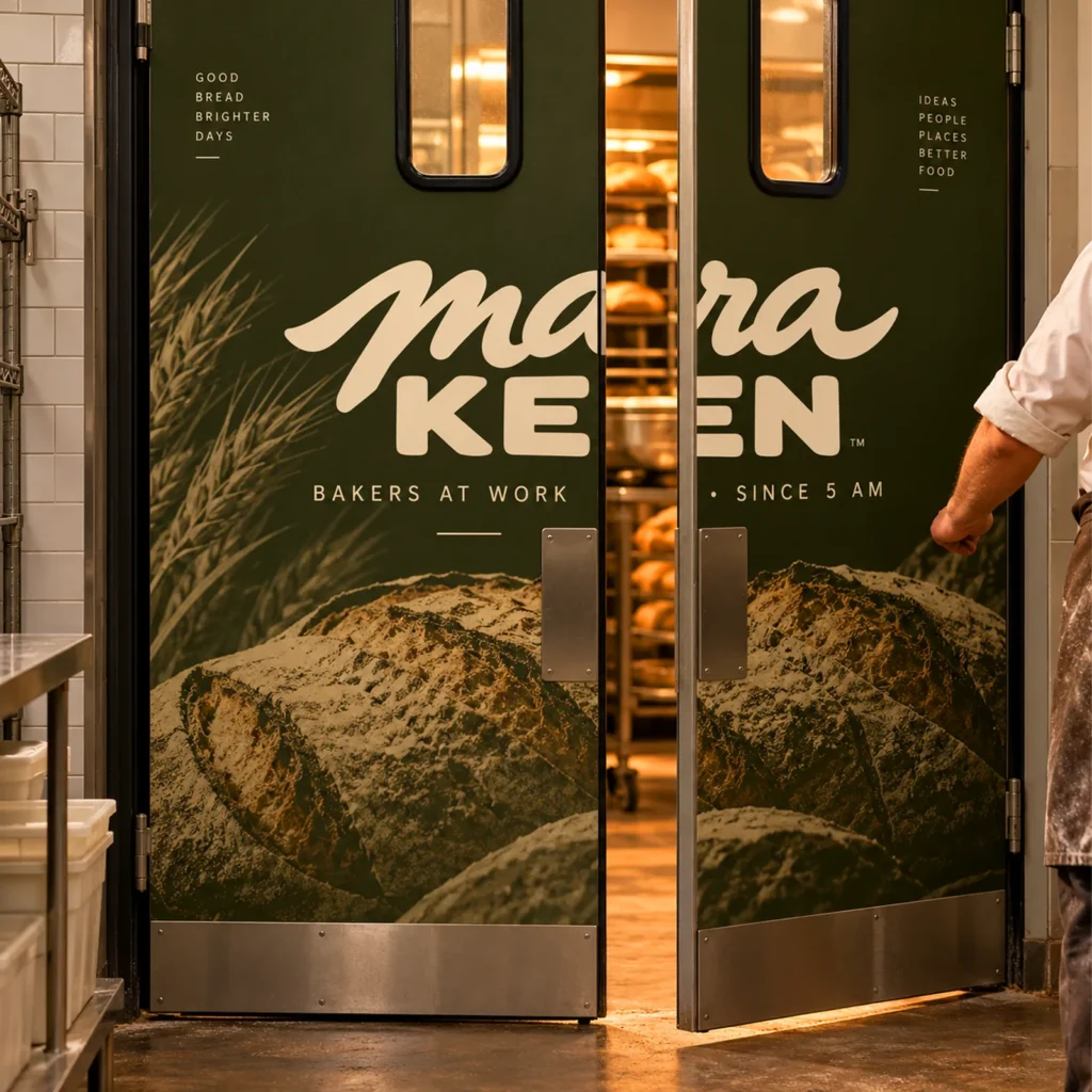 Adhesive vinyl for bakery doors – printed door graphic